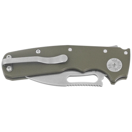 Demko Shark Cub Slicer Shark Knife OD Green G10, Stonewashed CPM 20CV by Andrew Demko (SC-20CV-ODG10-SS)