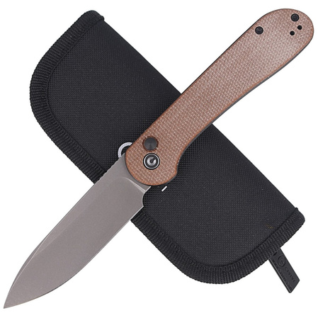 CIVIVI Knife Elementum Button Lock Brown Micarta, Gray Stonewashed (C2103D)