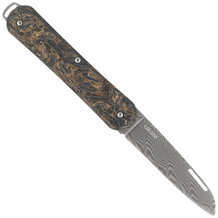 Scyzoryk Fox Vulpis 130 LE No 128/250 Dark Matter Fat Carbon, Super Clean Damascus by Balbach Damast (FX-VPDAM130 DMGO)