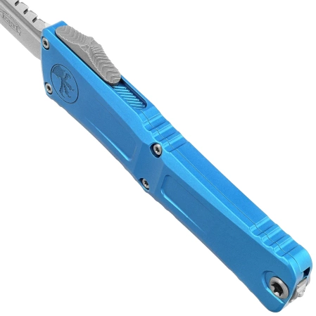 Microtech Combat Troodon Gen III Interceptor Signature OTF Knife Blue Aluminum, Stonewashed M390MK by Tony Marfione (1217-10BLS)