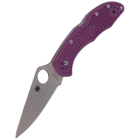 Spyderco Delica 4 FRN Purple Flat Ground PlainEdge Knife (C11FPPR)