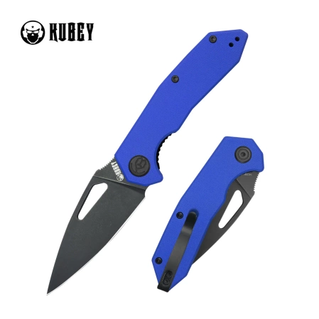 Kubey Coeus Knife Blue G10, Blackwashed 14C28N (KU122Y)