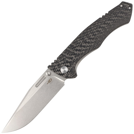 Bestech Keen II Black Titanium/Carbon Fiber, Stonewashed/Satin CPM S35VN by Koens Craft Knife (BT2301A)