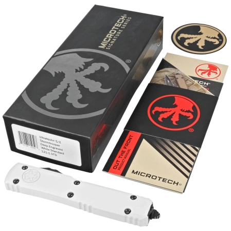 Microtech Ultratech S/E OTF Knife Storm Trooper Signature White Aluminum, White M390 by Tony Marfione (121-1STD)
