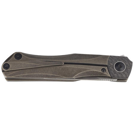 Bestech Thyra Bronze Stonewashed Titanium/Carbon Fiber, Horizontal Satin M390 by Kombou Knife (BT2106B)