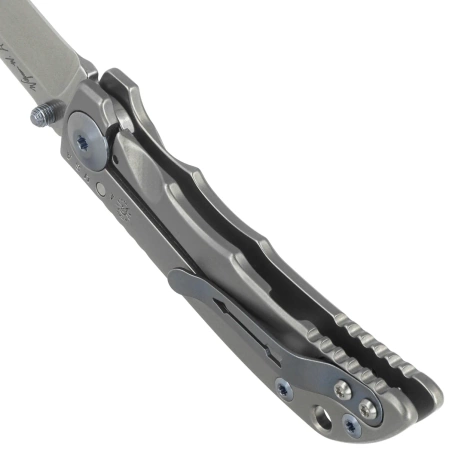 Nóż składany Spartan Blades Harsey Folder 3.25 Gray Titanium, Blue HW, Stonewashed CPM S45VN by William W. Harsey Jr. (SF10SWBL)