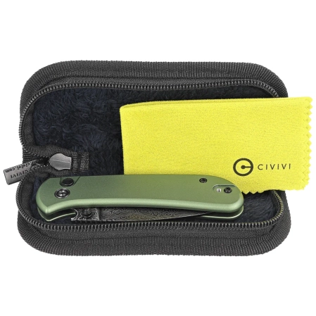 Civivi Knife Qubit Green Aluminum, Black Damascus (C22030E-DS1)