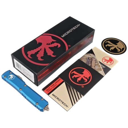 Microtech Ultratech T/E OTF Knife Blue Aluminum, Bronzed M390 by Tony Marfione (123-13BL)