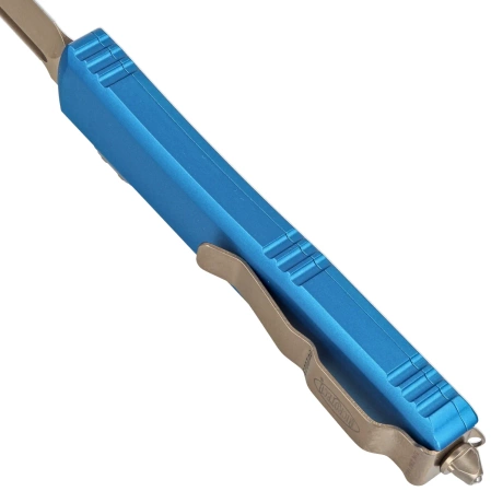 Microtech Ultratech T/E OTF Knife Blue Aluminum, Bronzed M390 by Tony Marfione (123-13BL)