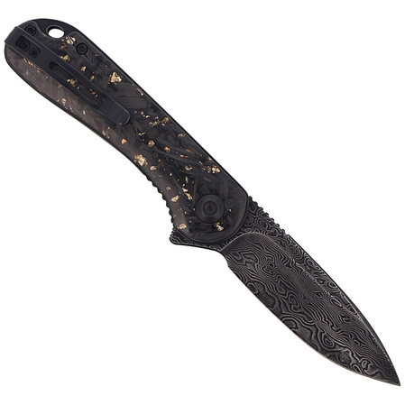 CIVIVI Knife Elementum Flipper Shredded Carbon Fiber / Golden Shred, Black Damascus (C907C-DS1)