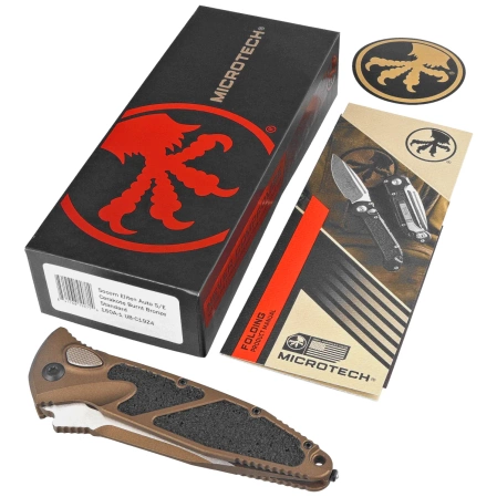 Microtech Socom Elite Auto S/E Knife Cerakote Burnt Bronze Aluminum, Cerakote Burnt Bronze M390 by Tony Marfione (160A-1UB-C19Z4)