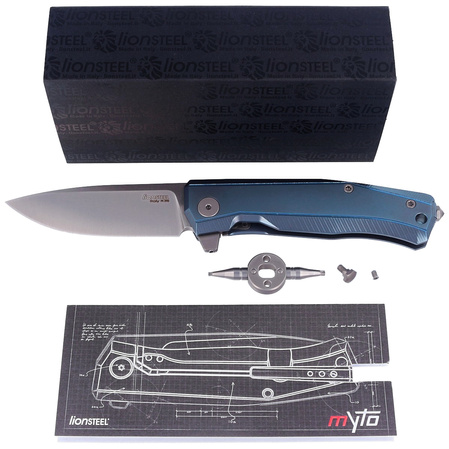 LionSteel Myto Knife Blue Titanium, Satin M390 by Molletta (MT01 BL)