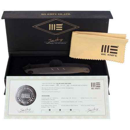 WE Knife Seer LE No 003/420 Gray Titanium, Hand Rubbed Silver CPM 20CV (WE20015-3)