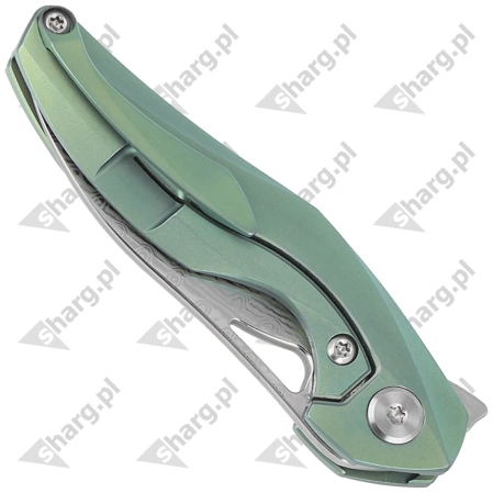 Nóż na szyję Bestech The Reticulan Green Titanium, Damascus by Elijah Isham (BT1810I)