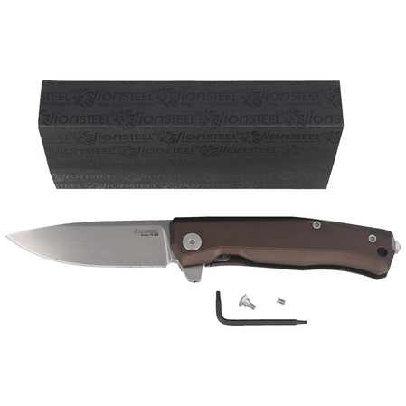 Nóż składany LionSteel Myto Earth Brown Aluminium, Stonewashed M390 by Molletta (MT01A ES)