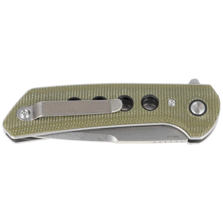 Nóż składany Reate PL-XF-3 Green Micarta/Black G10 Inlay, Stonewashed Nitro-V