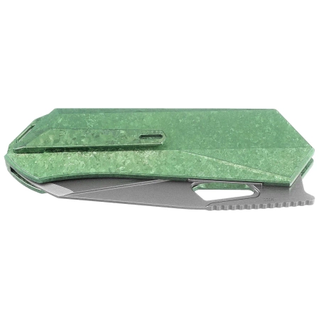 Remette RT-Woodpecker Knife Crystal Green Titanium, Hand Grinding Pearlescent M390 (RTWP-IG)