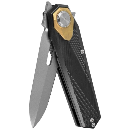 Remette Infinite Power Knife Black Titanium, Hand Grinding Pearlescent M390 (RTIP-A)