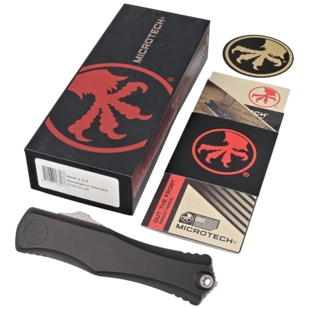 Microtech Hera II D/E Black Aluminium, Apocalyptic M390MK by Tony and Sean Marfione OTF automatic knife (1702-10AP)