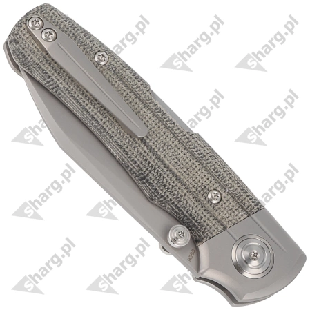 Nóż składany Bestech Tonic Grey Titanium/Black Canvas Micarta, Bead Blast Stonewashed M390 by Colin Maisonpierre (BT2204A)