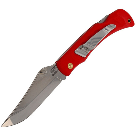 Mikov Crocodile Red ABS Folding Knife, Mirror Finish with Clip (243-NH-1/C CLIP/RED)