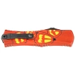 Microtech Hera II Mini D/E Signature Halloween Jack-o'-Lantern Aluminum, Satin M390MK OTF Knife by Tony and Sean Marfione (1702M-1HWJLS)