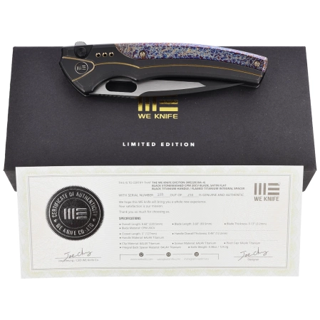 Nóż składany WE Knife Exciton LE No 185/210 Black / Flamed Titanium, Two Tone CPM 20CV (WE22038A-4)