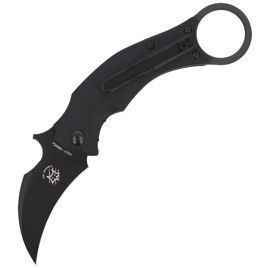 Nóż FOX Karambit Black Bird G10 Black, Black Idroglider by Bastinelli (FX-591)