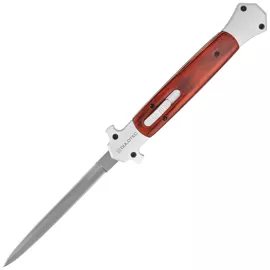 Nóż automatyczny Dulotec OTF Italian Stiletto Wood / Aluminium, Satin 3Cr13MoV (K186A-W)