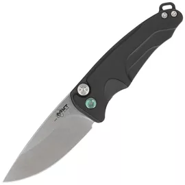 Nóż automatyczny Medford Smooth Criminal Auto Black Aluminium, Green HW/Clip, Tumbled S45VN (MKA0394TQ-42AB-T4C4-Q4)