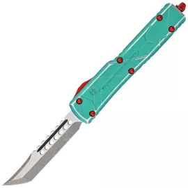 Nóż automatyczny OTF Microtech UTX-70 Bounty Hunter Hellhound T/E Signature Distressed Green Aluminium, Stonewashed M390 by Tony Marfione (419-10BH)