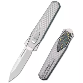 Nóż grawitacyjny Remette Swordfish Titanium / Yellow Green Carbon Fiber, Pearlescent M390 (ZL101B2)