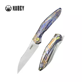 Nóż składany Kubey Barracuda Flame Titanium, Satin M390 by Parsons Bladeworks (KB299E)