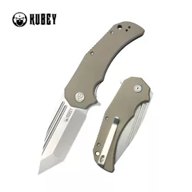 Nóż składany Kubey Bravo One Tanto Tan G10, Bead Blasted AUS-10 by Mikkel Willumsen (KU318C)