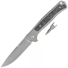 Nóż składany LionSteel Skinny Grey Titanium/Carbon Fiber, Stonewashed MagnaCut by Molletta (SK01 GY)