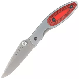 Nóż składany Muela KMC-7R Gray Aluminium/Red Pakka Wood, Satin 440C