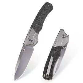 Nóż składany Remette WD107 Titanium / Carbon Fiber, Hand Grinding Pearlescent M390 (WD107)