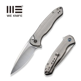Nóż składany WE Knife Button Lock Kitefin LE No 007/155 Gray Titanium, Hand Polished Satin CPM 20CV (WE19002M-2)