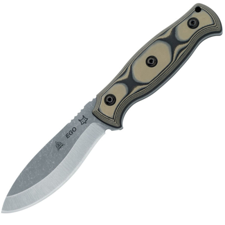 Nóż Fox Ego Black/Coyote Tan G10, Stonewashed AISI 1095 by Alfredo Doricchi (TK-FX01)