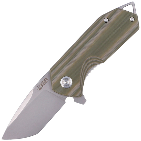 Nóż Kubey Knife Campe, Striped Green G10, Sandblast D2 (KU203E)