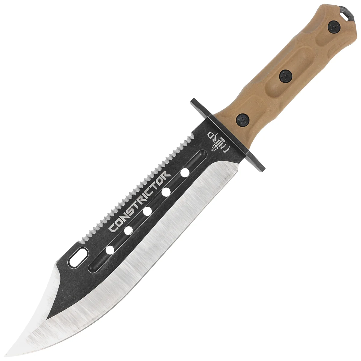 Nóż Third Decor Habitat Constrictor Brown Rubberized ABS, Stonewashed/Satin 420 (H0302)