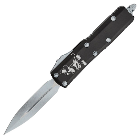 Nóż automatyczny OTF Microtech UTX-85 D/E Steamboat Willie Signature Black Aluminium, Antique White M390 by Tony Marfione (232-1SB)