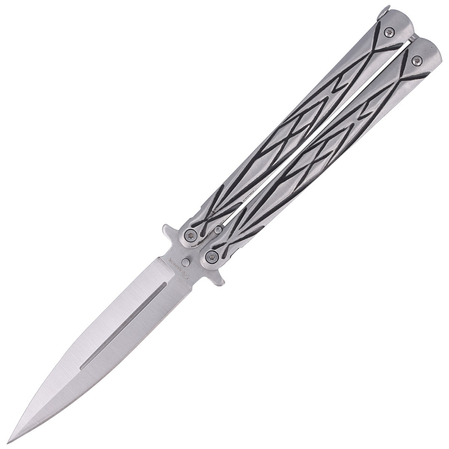 Nóż motylek Martinez Albainox Balisong Grey Decorated Steel, Satin Finish (02118)