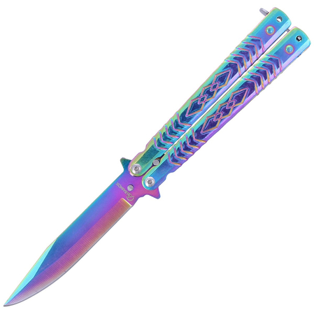 Nóż motylek Martinez Albainox Balisong Steel, Rainbow Finish (02193)