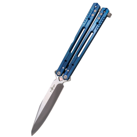 Nóż motylkowy Third Decor Habitat Balisong Blue Titanium Stainless Steel, Satin 420 (K2920A)