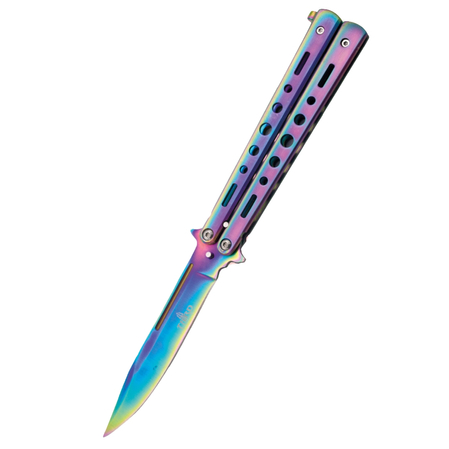 Nóż motylkowy Third Decor Habitat Balisong Rainbow Stainless Steel, Rainbow 420 (K2099)