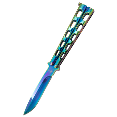 Nóż motylkowy Third Decor Habitat Balisong Shiny Rainbow Stainless Steel, Shiny Rainbow 420 (K2919W)