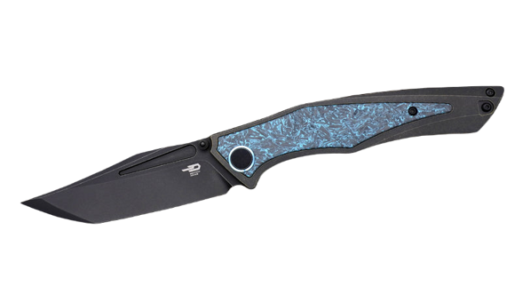 Nóż składany Bestech Togatta Black Titanium/Black-Blue Carbon Fiber, Black Stonewashed M390 by Koens Craft (BT2102H)