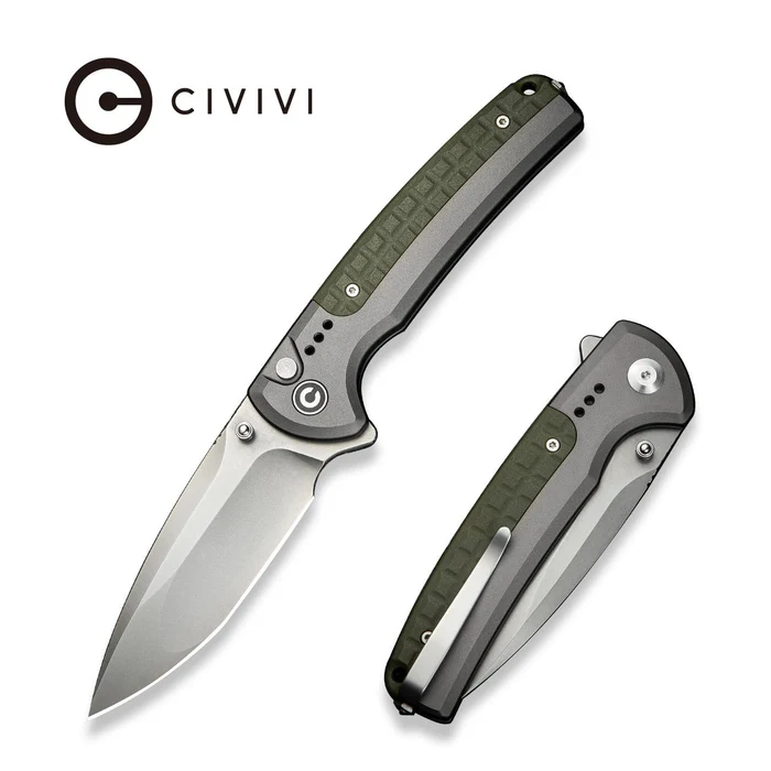 Nóż składany Civivi Sentinel Strike II Gray Aluminium/OD Green FRN, Stonewashed Nitro-V (C22025D-2)