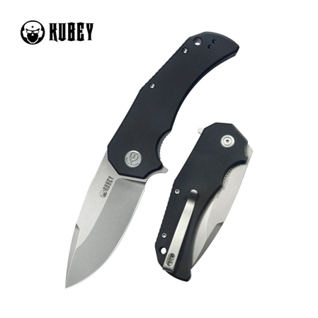 Nóż składany Kubey Bravo One Drop Point Black G10, Beadblasted AUS-10 by Mikkel Willumsen (KU319H)